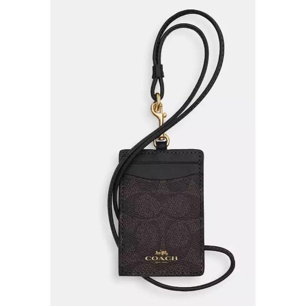 Coach Signature ID Lanyard * Black And Brown * NWT